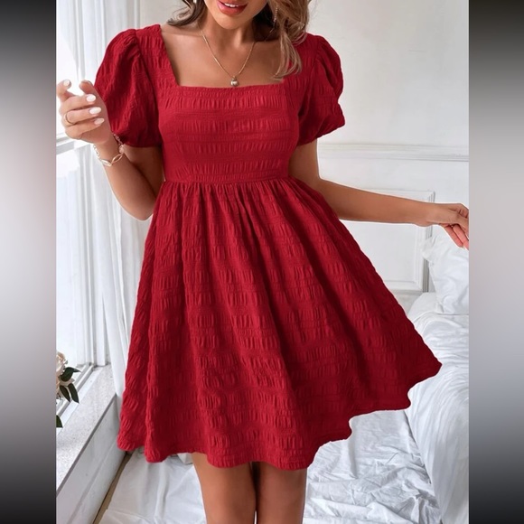 Boho Puff Sleeve Ruffle Mini Dress - Picture 7 of 9